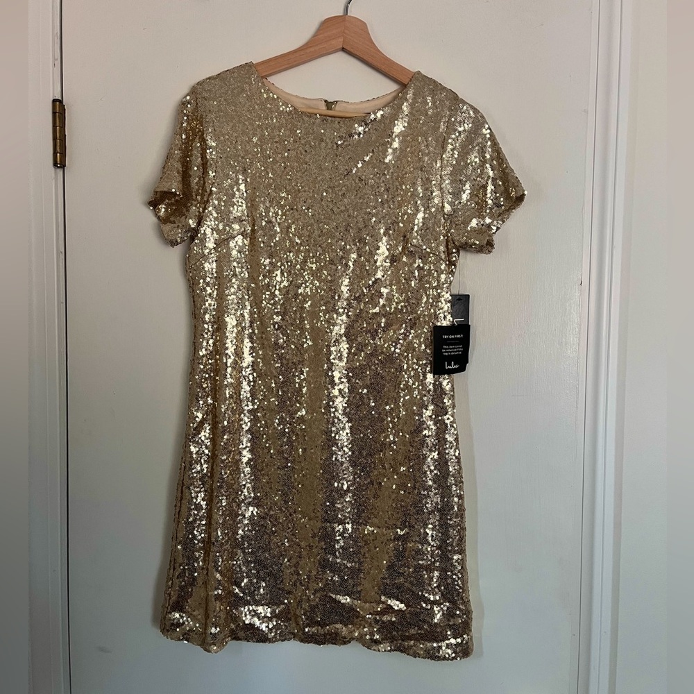 Lulus Gold Sequin Dress NWT Size S